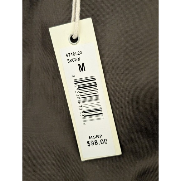 NWT Max Studio Washed Faux Leather Moto Jacket Brown Zippers M Biker Bomber - Picture 14 of 16